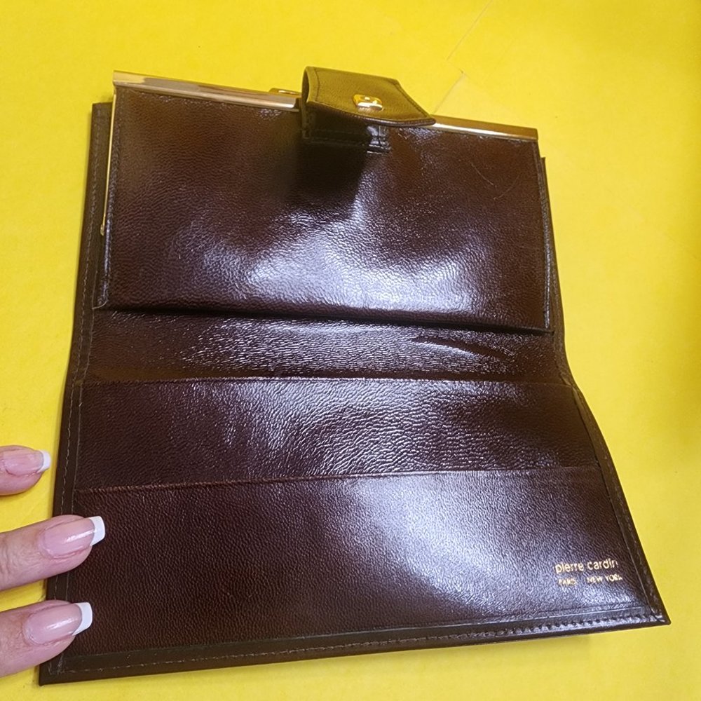 Vintage Brown Pierre Cardin Womens Croc & Calf Skin Wallet - Feminine Classic - Picture 7 of 16